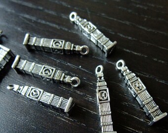 Destash (8) Big Ben London England silver charms - for pendants, jewelry making, crafts, scrapbooking