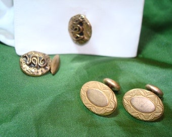 1920s 1940s Golden Button Cufflinks.