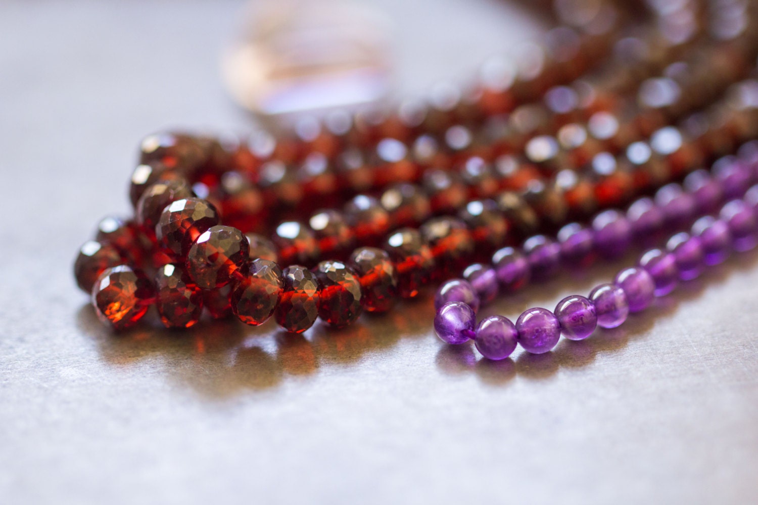 Beaded Necklace with Amethyst 14K Gold Filled by jaunebleu