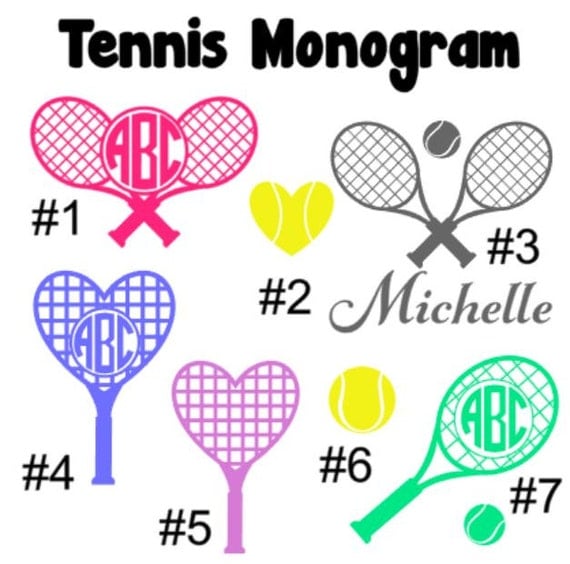 Tennis Racquet Personalized Monogram Sticker Vinyl Decal