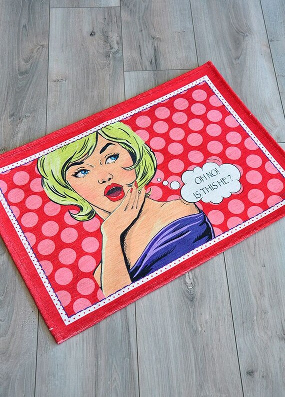 Retro Door mat Pop art Door mat Kitchen Mat Bath by ProBESTDESIGN
