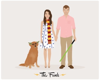 Custom Family Portrait, couple portrait