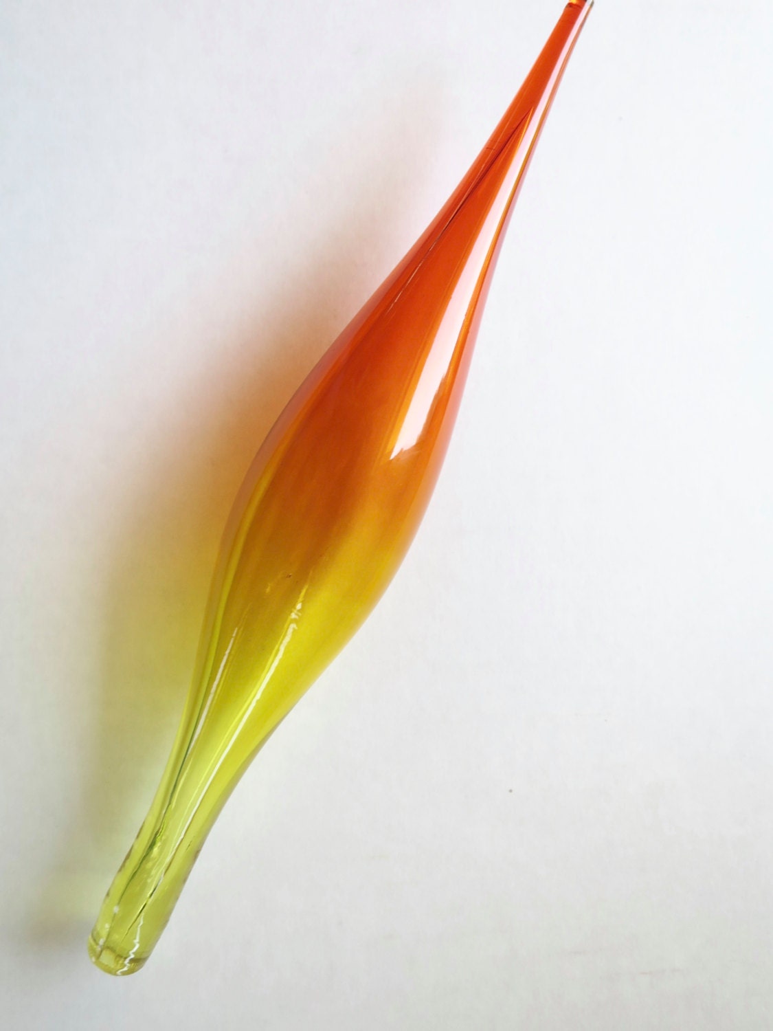 Vintage Amberina Glass Stopper Blenko Hand Blown Candle Flame