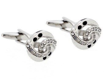 Crystal And Jet Whirl Cufflinks 1200538
