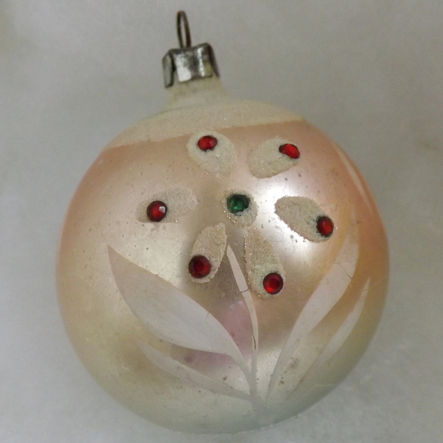 vintage rhinestone christmas ornament peach glass ornament vintage rhinestone christmas ornament peach glass ornament
