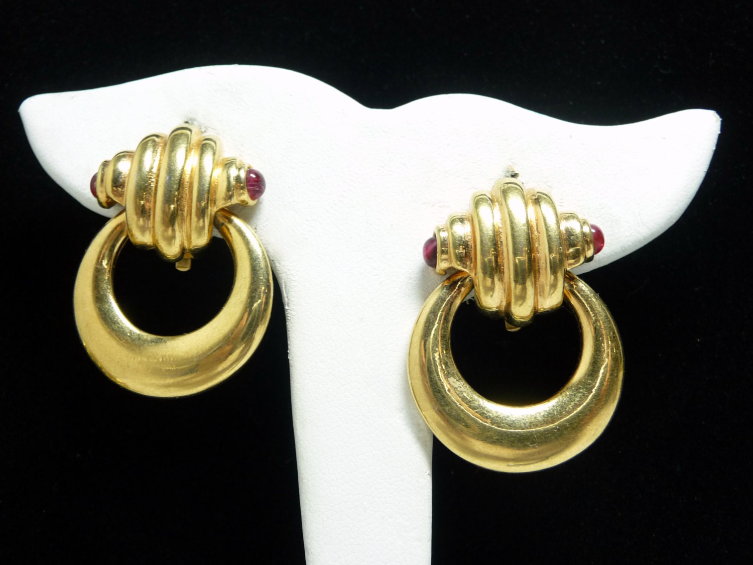 Joan Rivers Door Knocker Earrings Goldtone Clip on Design