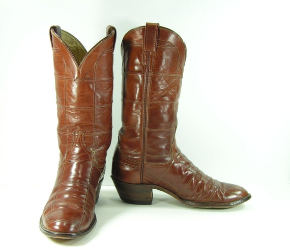 vintage cowboy larry mahan boots mens 10.5 D brown leather