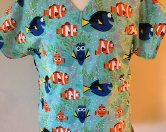 Finding nemo disney medical scrub top by Medicalscrubsmade4u