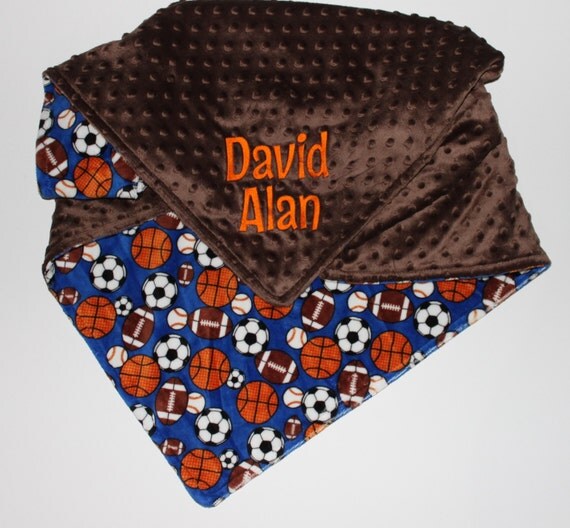 Personalized Sports DOUBLE Minky Blanket Custom Blanket or