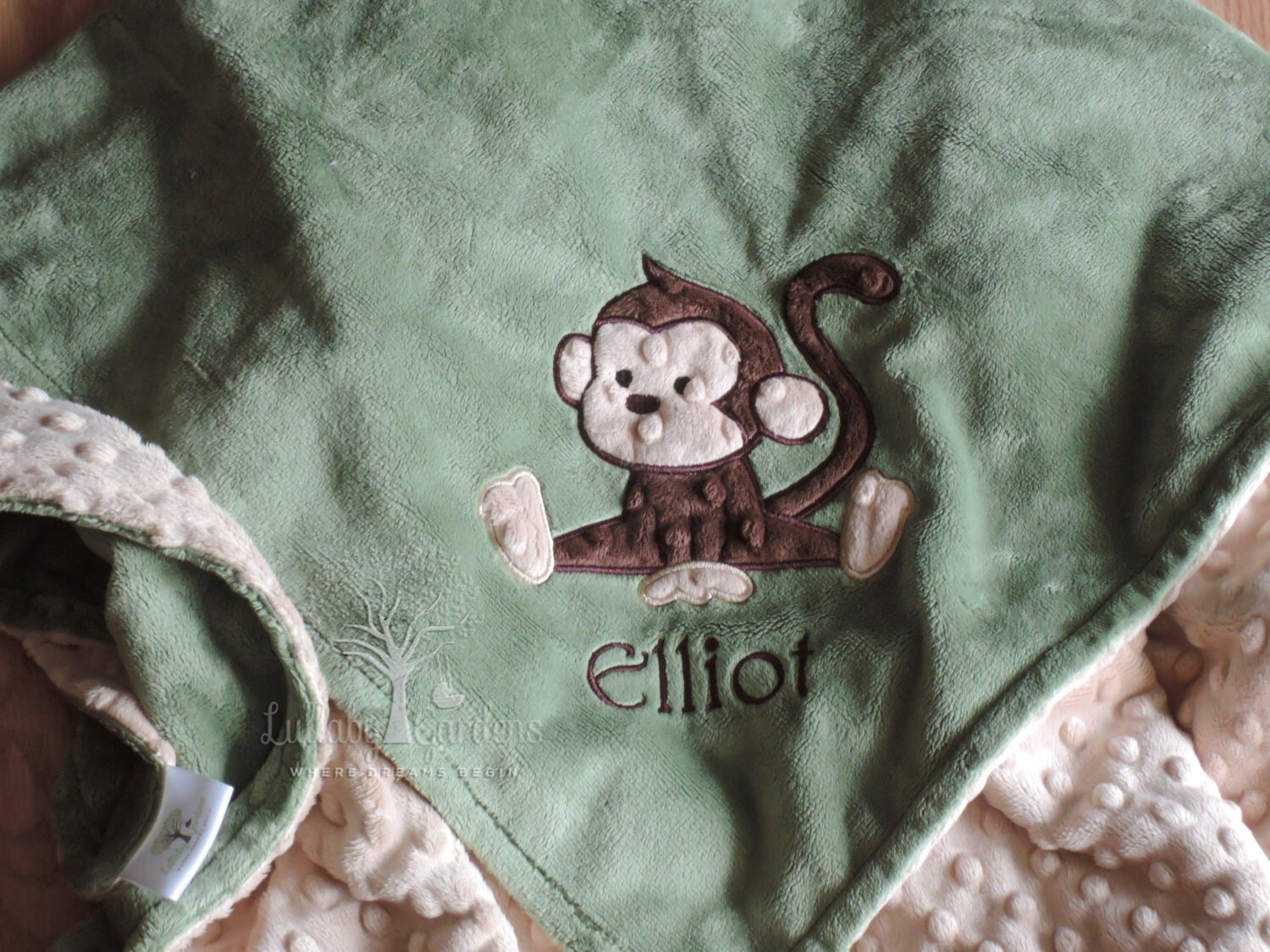 Monkey Minky Baby Blanket Baby Boy Gift Baby Boy by LullabyGardens