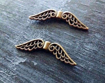 Angel Wings Dangle Earring Wings Steampunk Wings Antiqued Bronze 2 pieces 1.25"/30mm Angel Wing Earring Beads