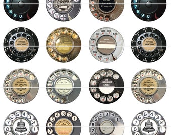 Phone Dial Pins, Phone Dial Magnets, Retro Rotary Phone Dials, 1" Inch Flat Backs, Hollow Backs, Cabochons, Magnets and Pins