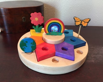Waldorf Birthday Ring Sun Candle Holder Stacker Tiered