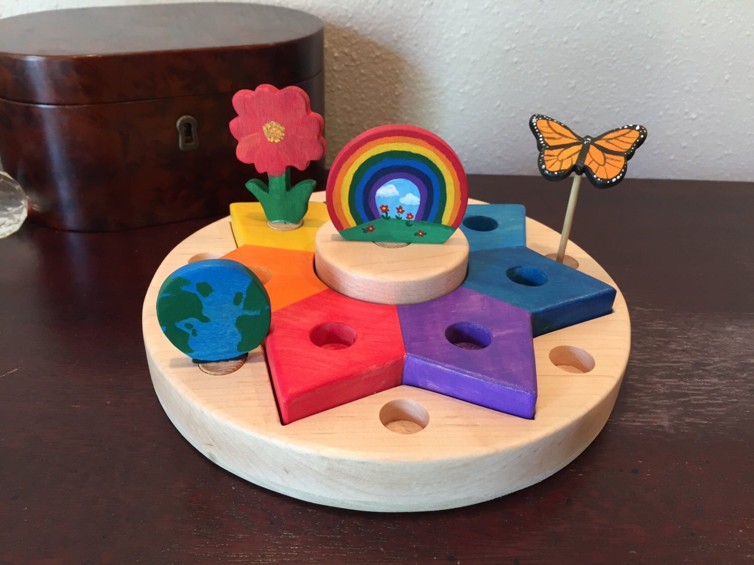 Waldorf Birthday Ring Sun Candle Holder Stacker Tiered