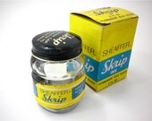 Ink bottle, glass jar Skrip permanent blue black, yellow box, vintage gift idea writer poet, mid century, paper weight, home office decor Ink bottle, glass jar Skrip permanent blue black, yellow box, vintage gift idea writer poet, mid century, paper weight, home office decor
