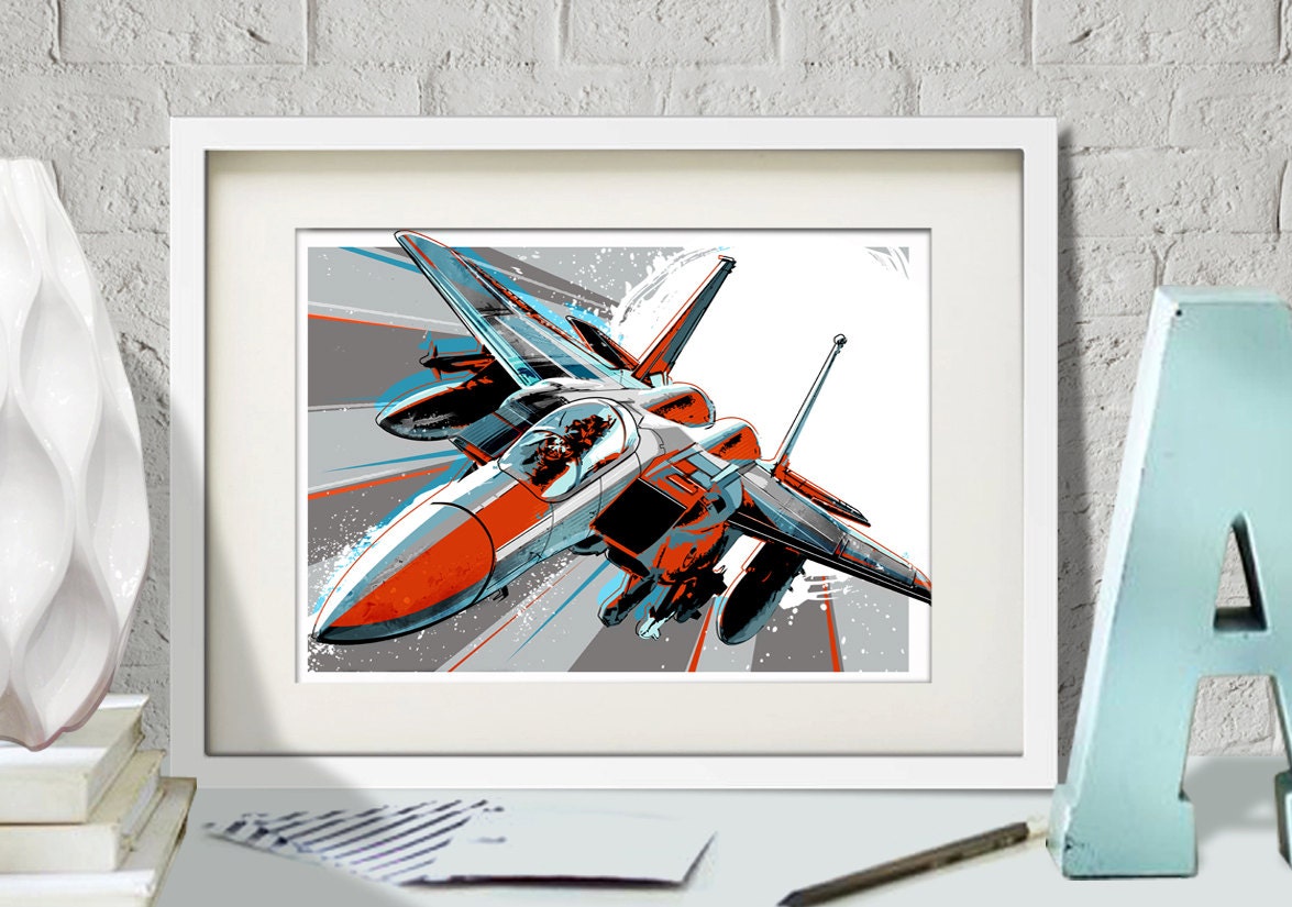 Airplane F-15 Eagle Airplane Decor Pop Art fighter jet