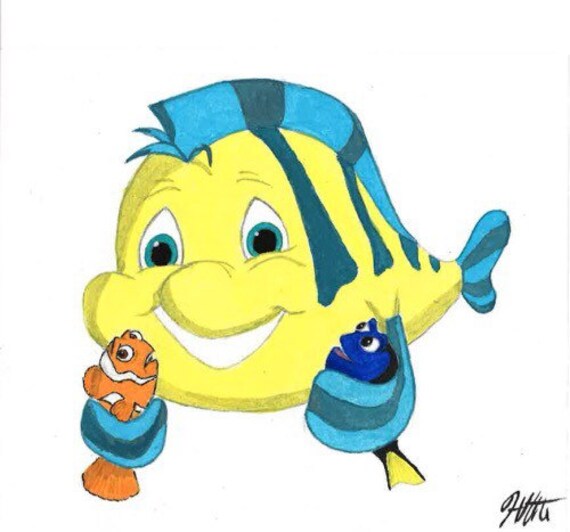 Flounder and Finding Nemo watercolor print