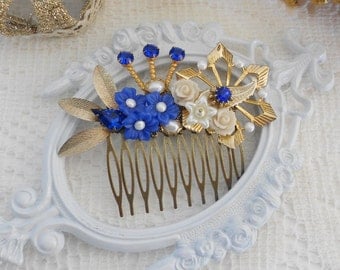 Items Similar To Gold Hair Comb, Collage Hair Jewelry, Wedding ...