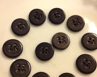 Vintage buttons, 12 small black 1940's style