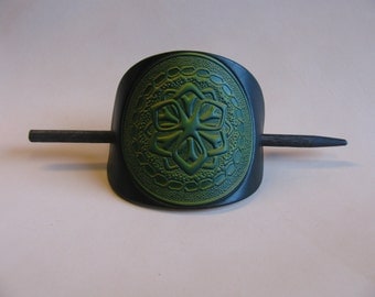 Leather Hair Barrette...large size