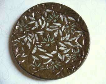 Chocolate Brown Pottery Spoon Rest or Dish