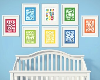 Custom Colors | Dr. Seuss Quotes | Set of 8 | Nursery Art | Wall Art | Nursery Decor | Nursery Quote | 5x7 | 8x10 | 11x14