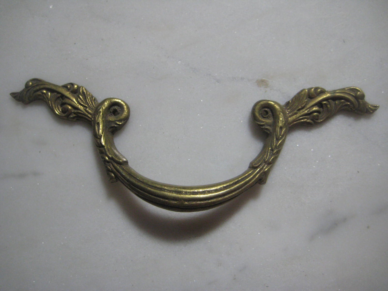 1 Vintage French Provincial Cast Brass Drawer Pull, Furniture