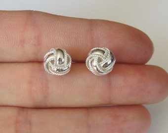 Sterling Silver Knot Earrings, Stud Earrings, 9mm, Birthday Gift, Mother's Gift