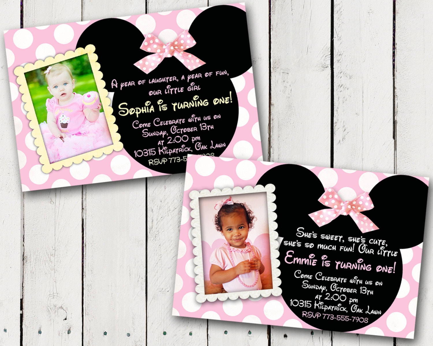 Baby Minnie Mouse Birthday Invitations 2