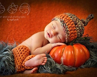 Newborn Photo Prop Baby Fall Hat and Leg Warmers