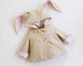 Girls Bunny Coat// Pre-Order Easter Bunny Coat// Merino Woolfelt Handmade Bunny Coat// Toddler Girls Outerwear// Baby Girl's Bunny Coat
