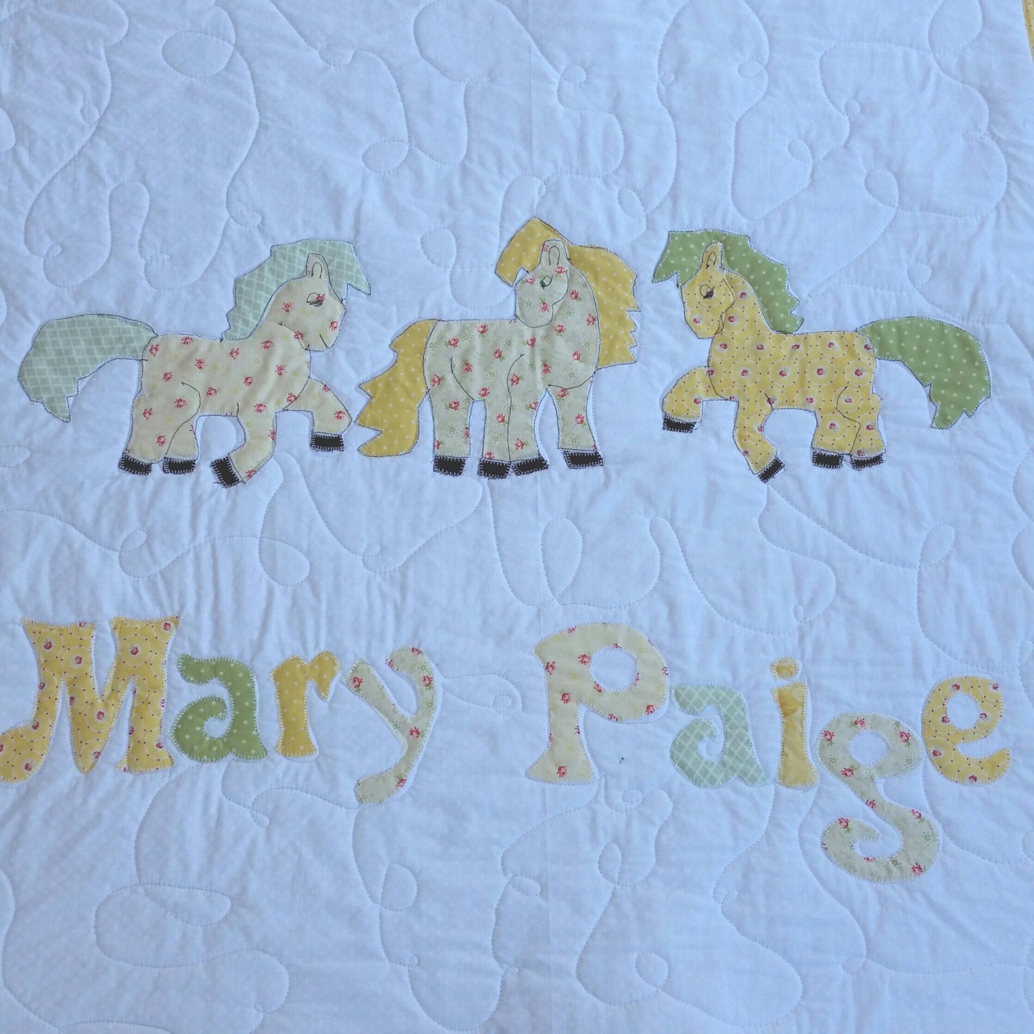 Personalized Quilt Baby Bedding Horses Ponies Crib