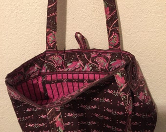 Purse/shoulder straps/pockets/NWOT/Cotton/Oriental print brown& pink