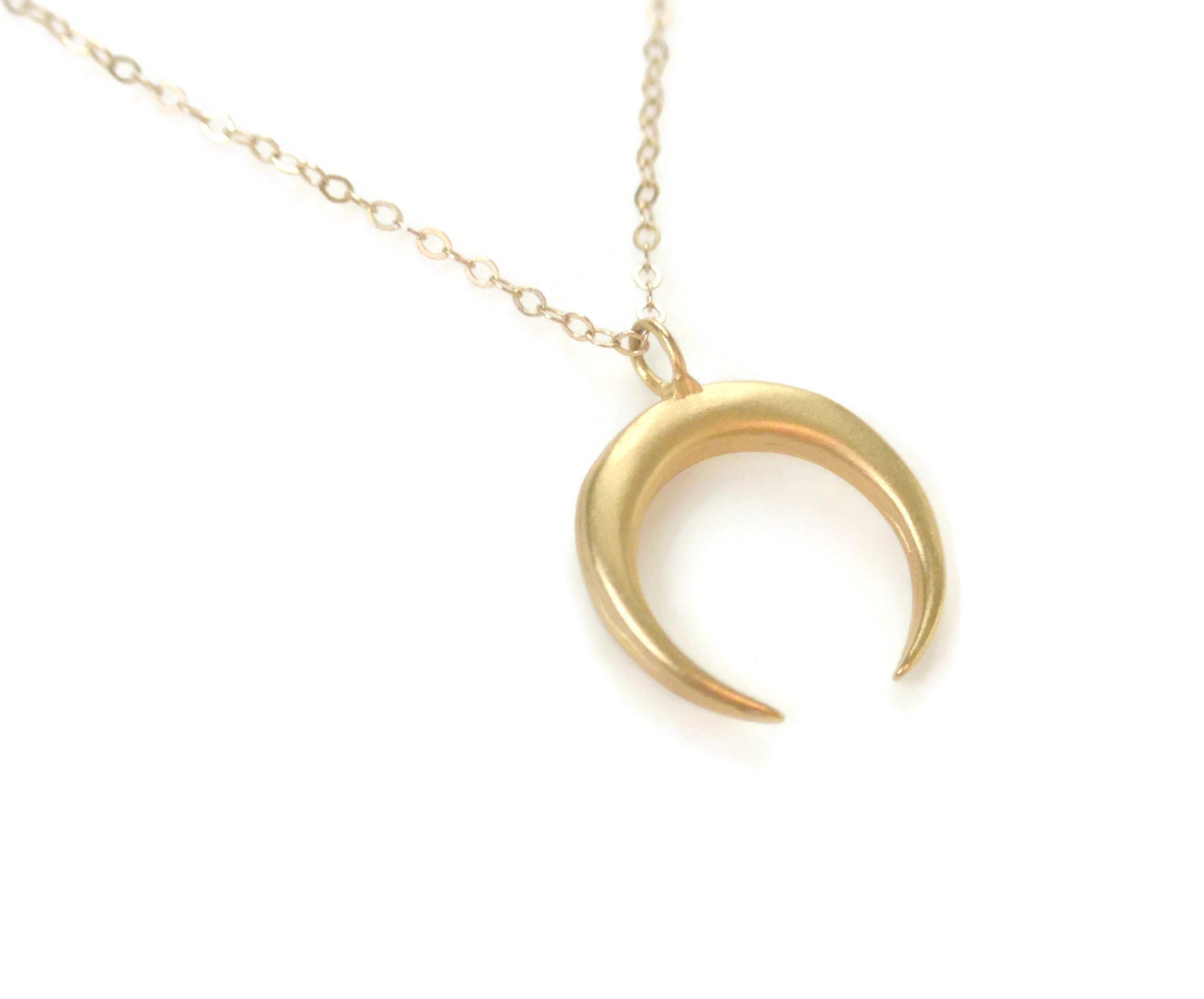 Gold Horn Necklace Tusk Necklace Double Horn Necklace Gold