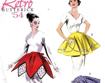 Butterick B5435 Hostess Half APRON Retro Vintage 1950s Sewing Pattern S, M and L