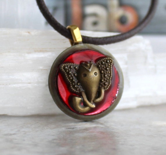 red elephant necklace elephant jewelry unique by NatureWithYou