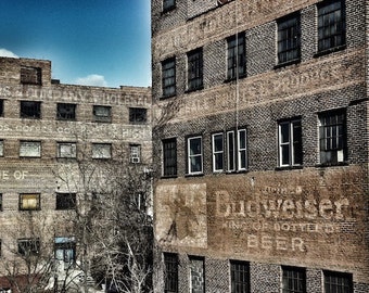 Budweiser Sign, Bar Wall Decor, Urban Industrial Wall Art, Asheville Photograph