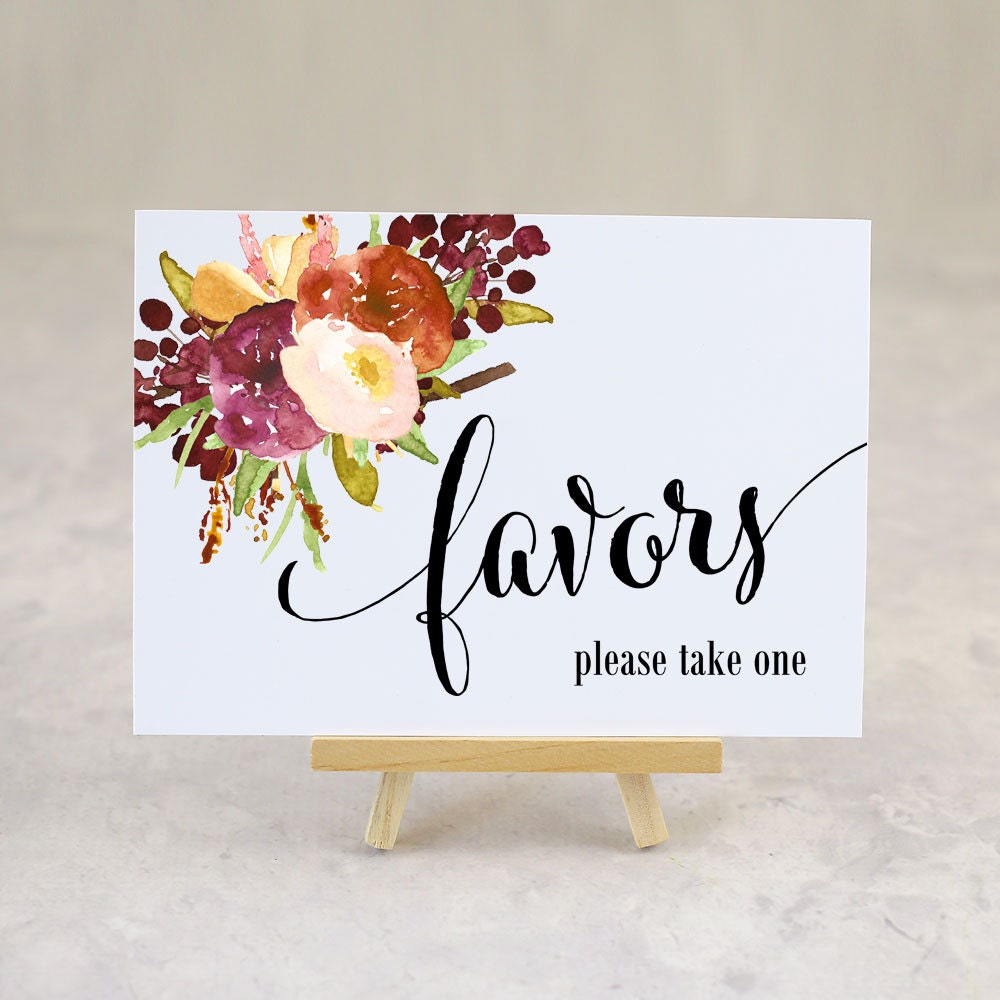 Favors Sign Wedding Table Sign Favor Table Sign Party