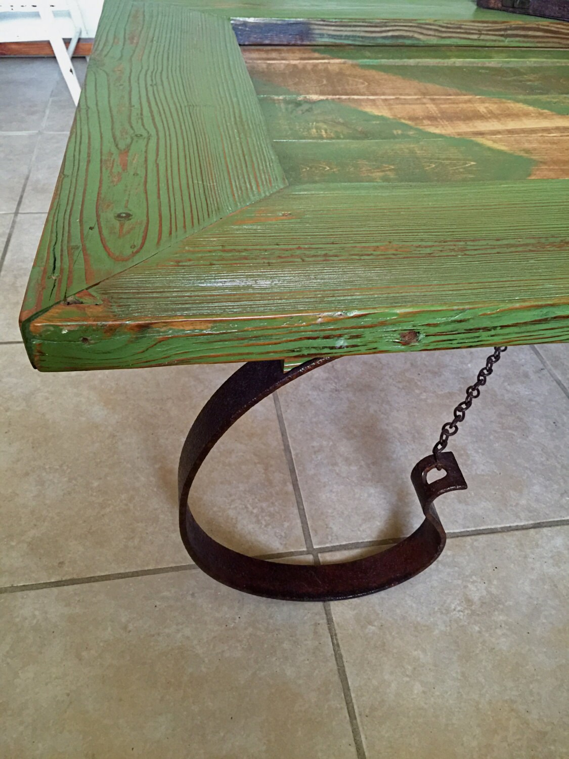 Barn Door Coffee Table. Reclaimed Barn Door Coffee Table.