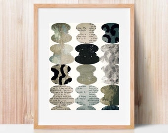 typography abstract, mixed media, collage, modern art print, large wall art, large art, Scandinavian print, Scandinavian design