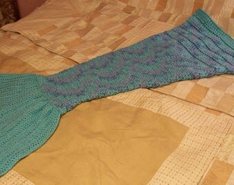 Mermaid Blanket Adult Crocheted Handmade Purple Turquoise