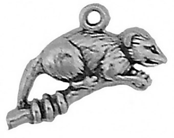 Sterling Silver Opossum Charm Animal Pendant 3D