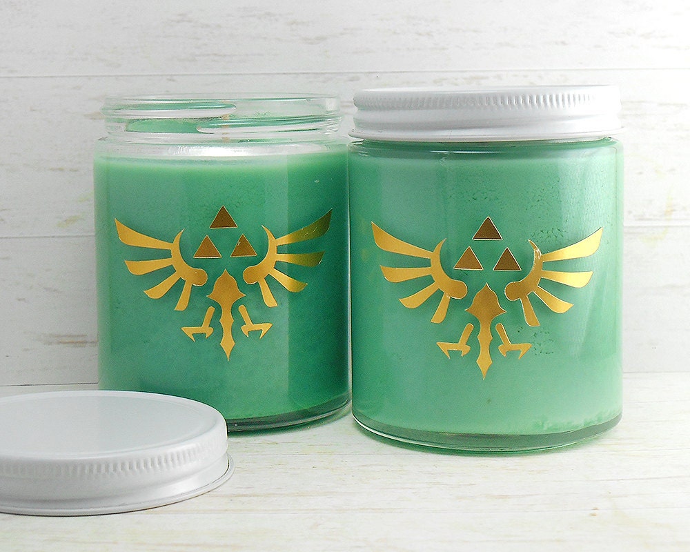 Legend of Zelda Soy Candle Triforce Gold Label by SnowsCutSoaps