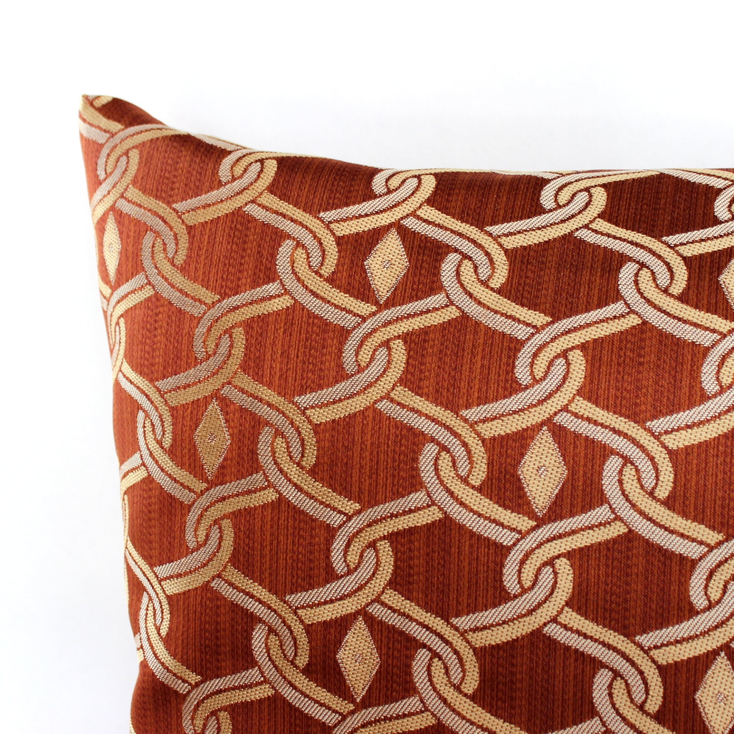 Rust Pillow Throw Pillow Cover Diamond Trellis Decorative