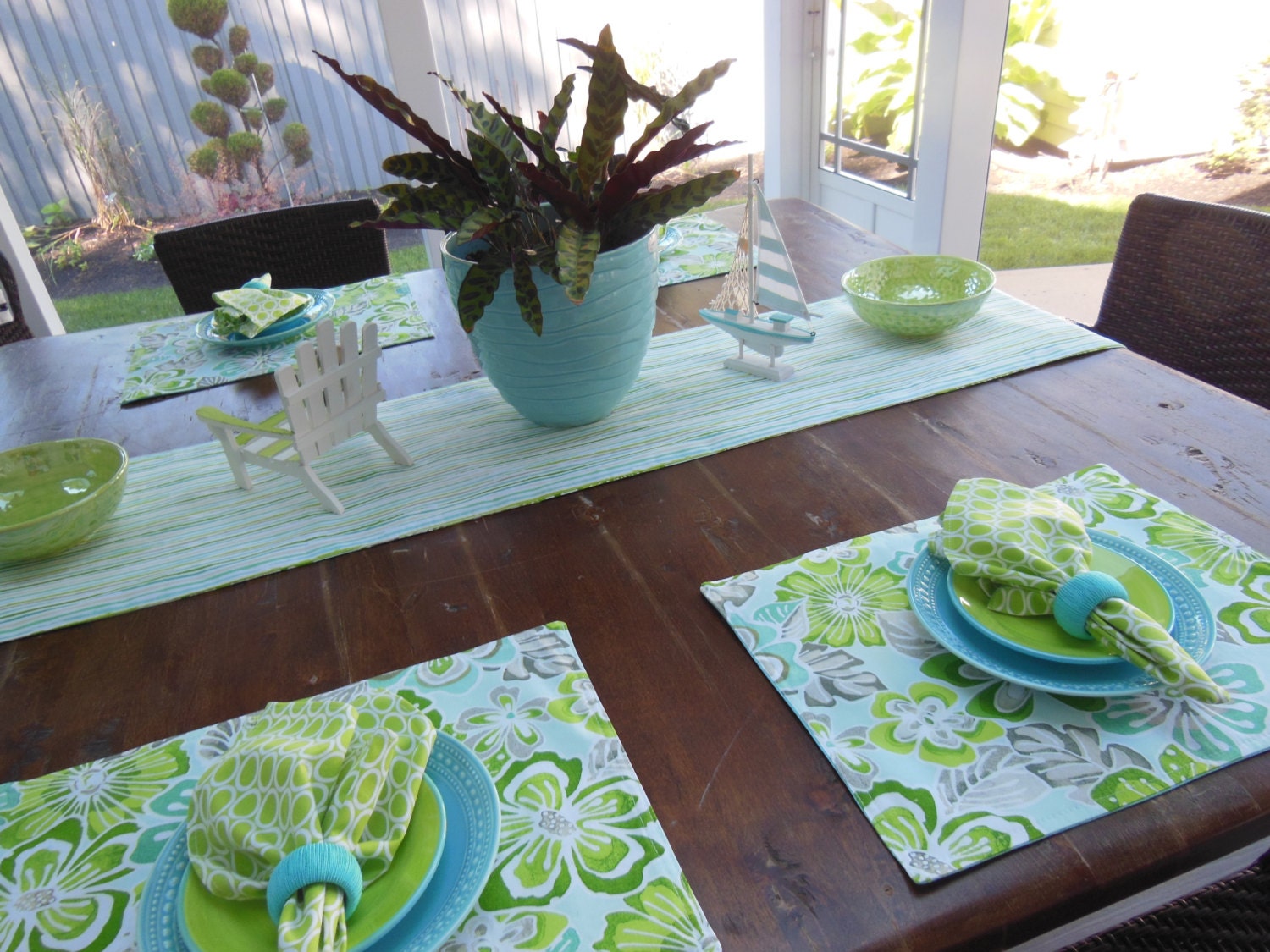 Fabric Beach Placemats Tropical Flower Placemats Set of Four