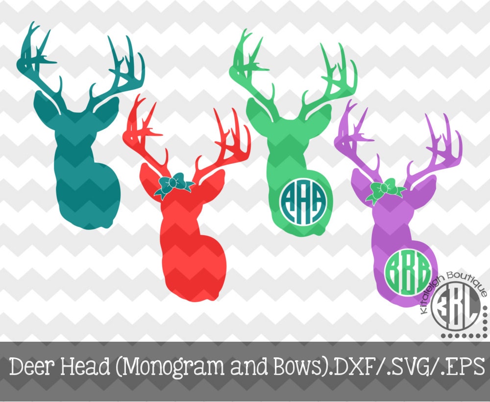 Download Deer Head-Monograms and Bows .DXF/.SVG/.EPS Files for use with