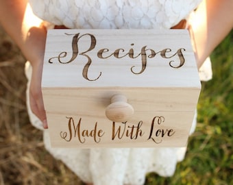 Recipe Box Wood Recipe Box Rustic Recipe Box Mothers Day Gift Bridal Shower Gift Engraved Recipe Box DownInTheBoondocks