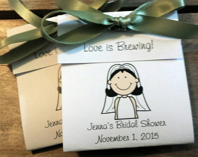 Bride Cartoon Personalized Tea Bag Favors Cute Wedding Shower or Bridal Shower Party Favors CIJ Christmas in July