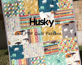 Husky Quilt Pattern Big Block Fat Quarter and Fat Eighth Friendly Throw Baby Lap Twin Queen King Fast Easy Modern Fabrics Sunnyside Design
