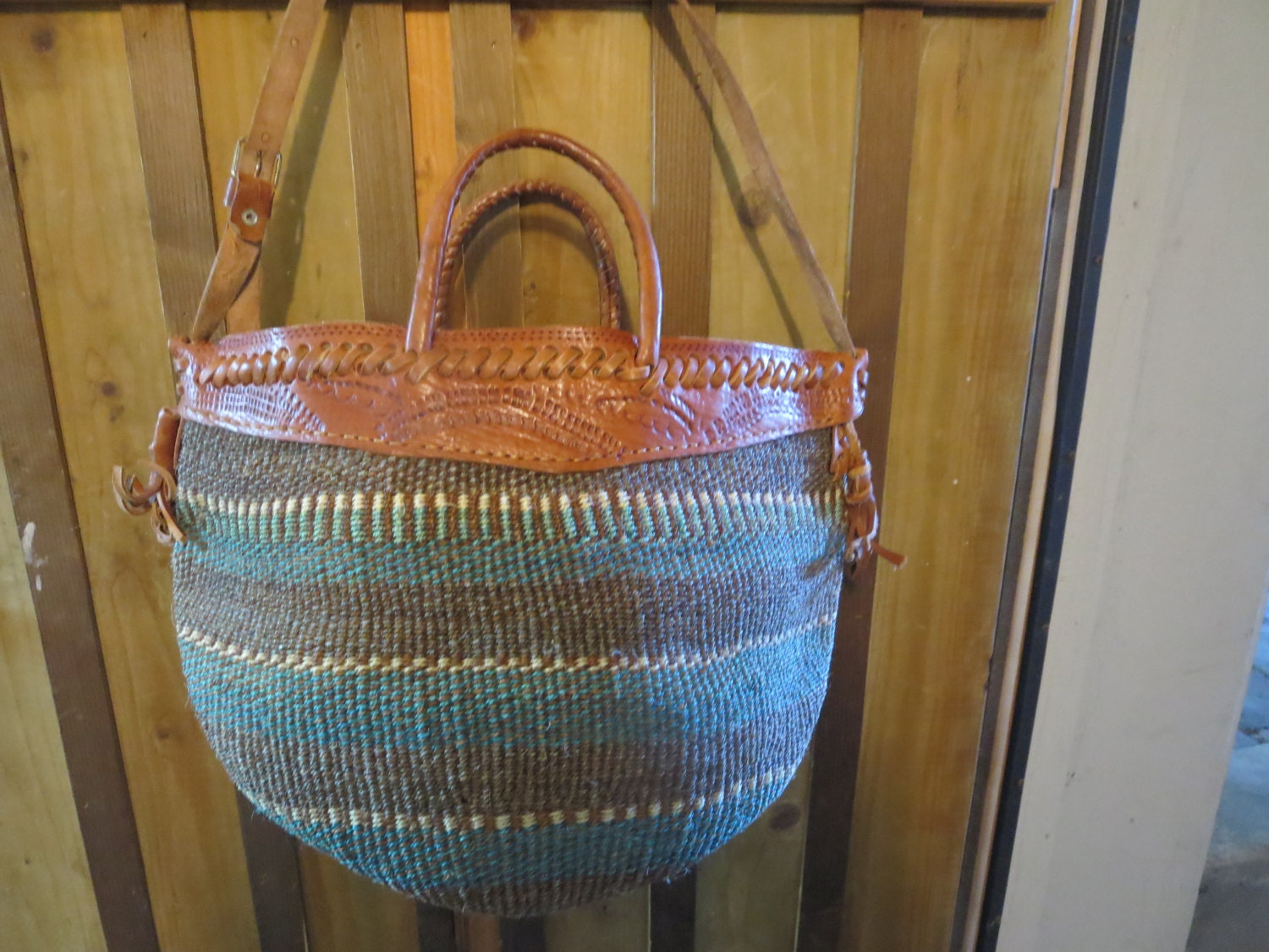 Vintage Sisal Market Bag Kenya Tote Ethnic Jute Tote